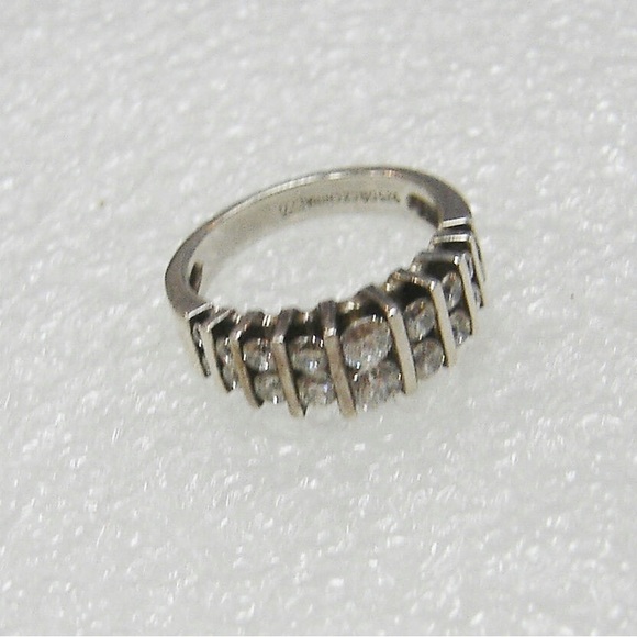 COPY - Vintage Art Deco Cubic Zirconia Eternity Ring Sterling Silve - Size 8 - Picture 5 of 8